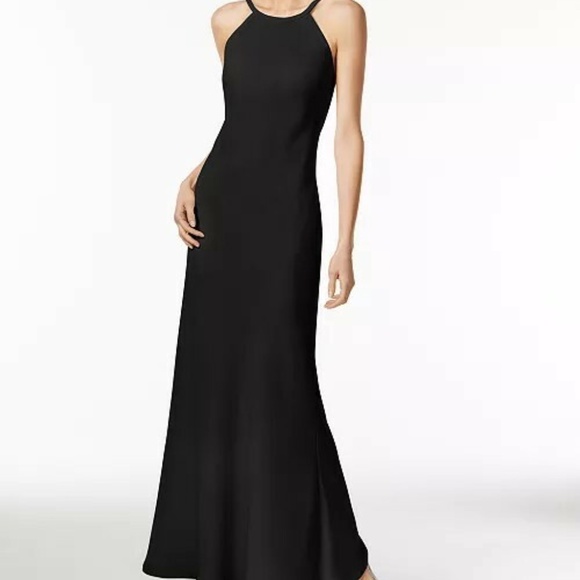 Calvin Klein Crepe Halter Gown, Black, Sz 16 - Picture 2 of 5